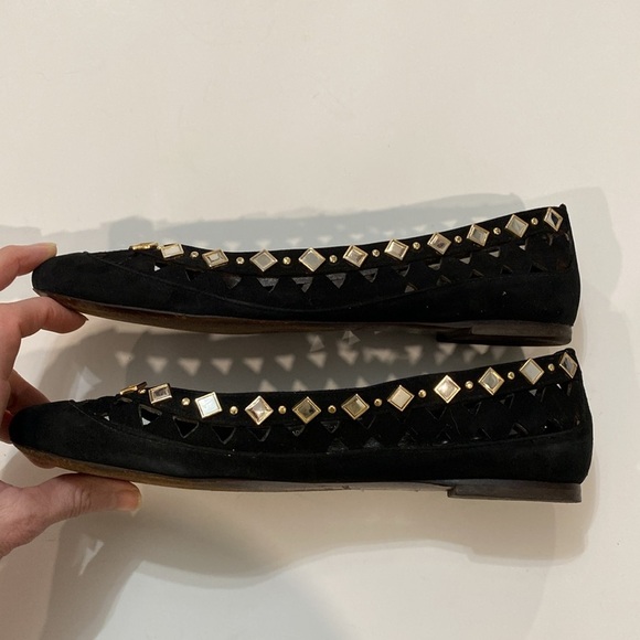 Tory Burch Black Flats Suede Ballerina Flats Kingsbridge Size 6.5 - Picture 10 of 15